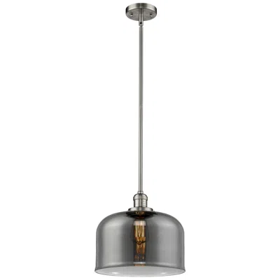 Innovations Lighting Franklin Restoration Bell 12" Mini Pendant - Satin Nickel - Plated Smoke
