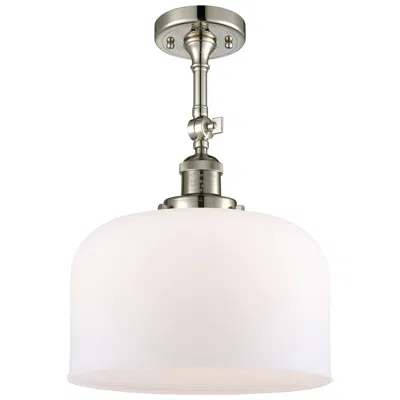 Innovations Lighting Franklin Restoration Bell 12" Polished Nickel Semi Flush W/ White Shad