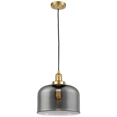 Innovations Lighting Franklin Restoration Bell 12" Satin Gold Corded Mini Pendant W/ Smoke