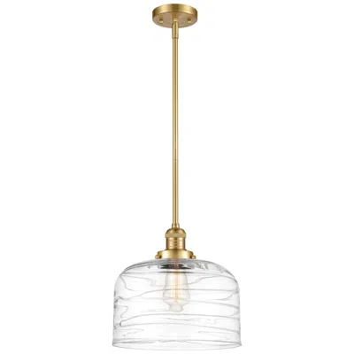 Innovations Lighting Franklin Restoration Bell 12" Satin Gold Stemmed Mini Pendant W/ Deco
