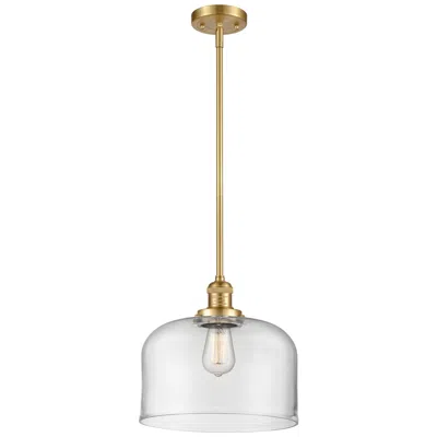 Innovations Lighting Franklin Restoration Bell 13" Gold Led Stem Hung Pendant W/ Clear Shad