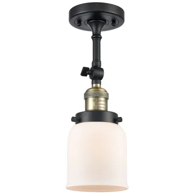 Innovations Lighting Franklin Restoration Bell 5" Black Brass Semi Flush Mount W/ White Sha