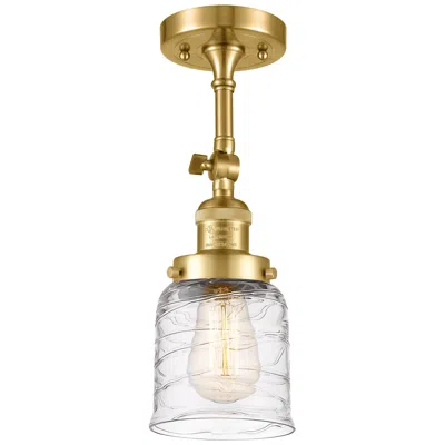 Innovations Lighting Franklin Restoration Bell  5" Led Semi-flush - Satin Gold - Deco Swirl