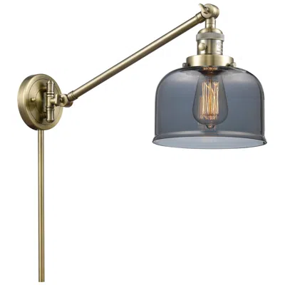 Innovations Lighting Franklin Restoration Bell 8" Antique Brass Swing Arm W/ Plated Smoke S