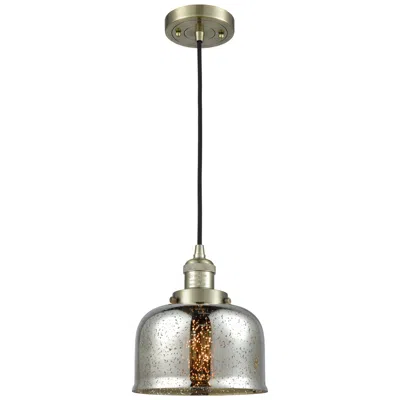 Innovations Lighting Franklin Restoration Bell 8" Brass Corded Mini Pendant W/ Mercury Shad