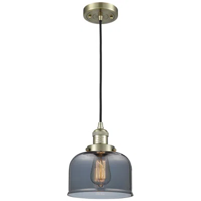 Innovations Lighting Franklin Restoration Bell 8" Brass Corded Mini Pendant W/ Smoke Shade