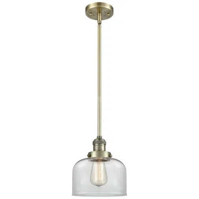 Innovations Lighting Franklin Restoration Bell 8" Brass Stemmed Mini Pendant W/ Clear Shade