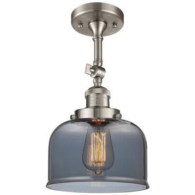 Innovations Lighting Franklin Restoration Bell 8" Brushed Nickel Semi Flush Mount W/ Smoke