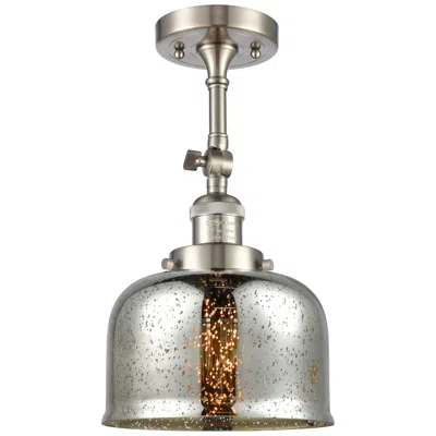 Innovations Lighting Franklin Restoration Bell 8" Brushed Nickel Semi Flush W/ Mercury Shad