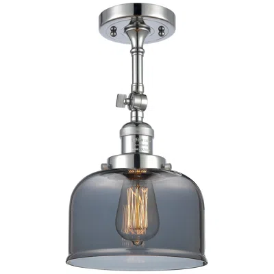 Innovations Lighting Franklin Restoration Bell 8" Chrome Semi Flush Mount W/ Smoke Shade