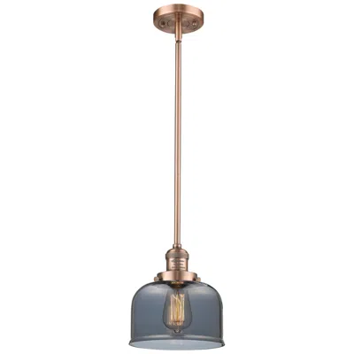 Innovations Lighting Franklin Restoration Bell 8" Copper Stemmed Mini Pendant W/ Smoke Shad