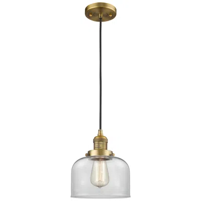 Innovations Lighting Franklin Restoration Bell 8" Led Mini Pendant - Brushed Brass - Clear
