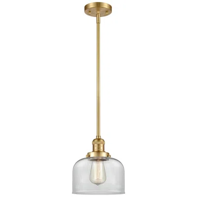 Innovations Lighting Franklin Restoration Bell 8" Led Mini Pendant - Satin Gold - Clear