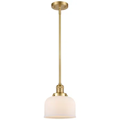 Innovations Lighting Franklin Restoration Bell 8" Led Mini Pendant - Satin Gold - Matte Whi