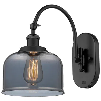 Innovations Lighting Franklin Restoration Bell 8" Led Sconce - Black Finish - Plated Smoke