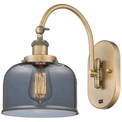 Innovations Lighting Franklin Restoration Bell 8" Led Sconce - Brass Finish - Plated Smoke