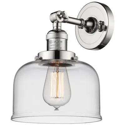 Innovations Lighting Franklin Restoration Bell 8" Led Sconce - Nickel Finish - Clear Shade