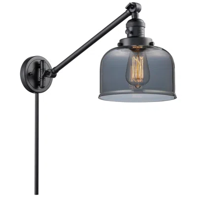 Innovations Lighting Franklin Restoration Bell 8" Matte Black Swing Arm W/ Plated Smoke Sha
