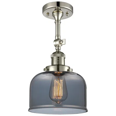 Innovations Lighting Franklin Restoration Bell 8" Polished Nickel Semi Flush W/ Smoke Shade