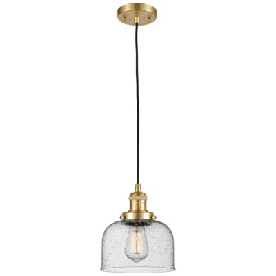 Innovations Lighting Franklin Restoration Bell 8" Satin Gold Corded Mini Pendant W/ Seedy S
