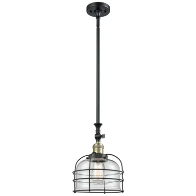 Innovations Lighting Franklin Restoration Bell Cage 9" Black Brass Mini Pendant W/ Clear Sh