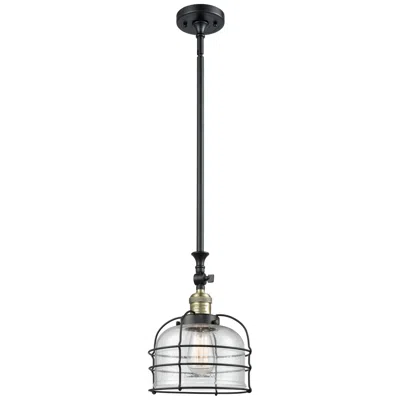 Innovations Lighting Franklin Restoration Bell Cage 9" Black Brass Mini Pendant W/ Seedy Sh