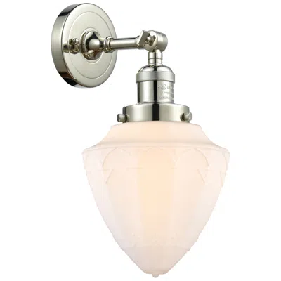 Innovations Lighting Franklin Restoration Bullet 7" Polished Nickel Sconce W/ Matte White S