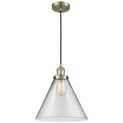 Innovations Lighting Franklin Restoration Cone 12" Brass Corded Mini Pendant W/ Clear Shade