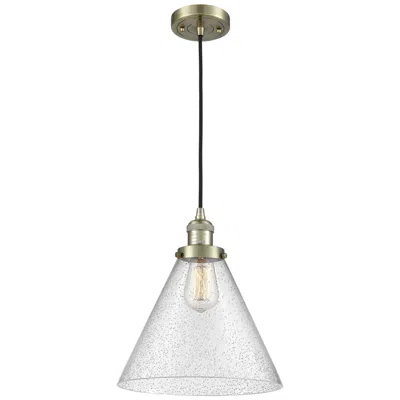 Innovations Lighting Franklin Restoration Cone 12" Brass Corded Mini Pendant W/ Seedy Shade