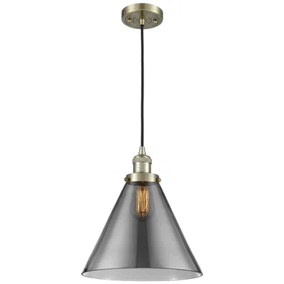 Innovations Lighting Franklin Restoration Cone 12" Brass Corded Mini Pendant W/ Smoke Shade
