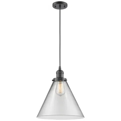 Innovations Lighting Franklin Restoration Cone 12" Bronze Corded Mini Pendant W/ Clear Shad