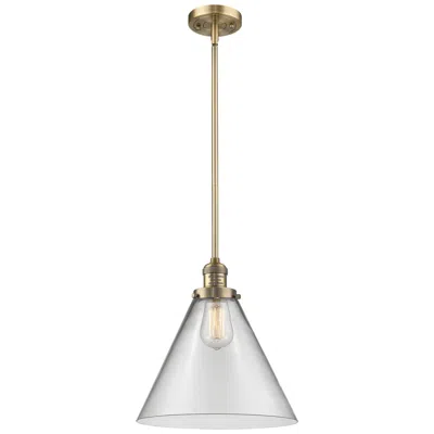 Innovations Lighting Franklin Restoration Cone 12" Led Mini Pendant - Brushed Brass - Clear