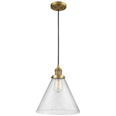 Innovations Lighting Franklin Restoration Cone 12" Led Mini Pendant - Brushed Brass - Seedy