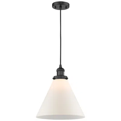 Innovations Lighting Franklin Restoration Cone 12" Led Mini Pendant - Matte Black - Matte White