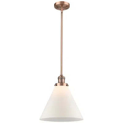 Innovations Lighting Franklin Restoration Cone 12" Mini Pendant - Antique Copper - Matte White