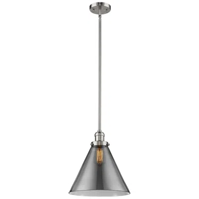 Innovations Lighting Franklin Restoration Cone 12" Mini Pendant - Polished Nickel - Plated Smoke