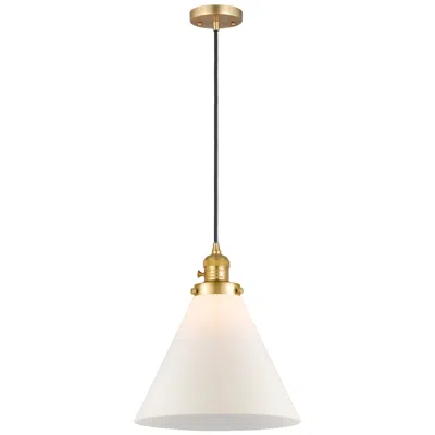 Innovations Lighting Franklin Restoration Cone 12" Mini Pendant - Satin Gold - Matte White Shade