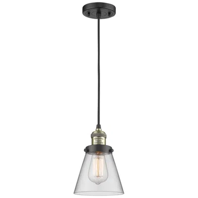 Innovations Lighting Franklin Restoration Cone 6" Black Brass Corded Mini Pendant W/ Clear