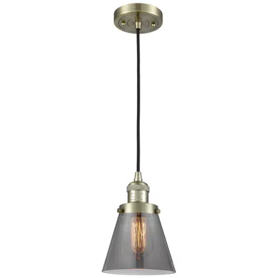 Innovations Lighting Franklin Restoration Cone 6" Brass Corded Mini Pendant W/ Smoke Shade