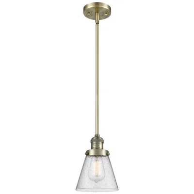 Innovations Lighting Franklin Restoration Cone 6" Brass Stemmed Mini Pendant W/ Seedy Shade