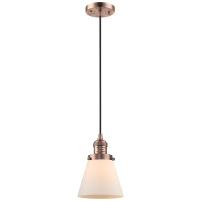 Innovations Lighting Franklin Restoration Cone 6" Copper Corded Mini Pendant W/ White Shade
