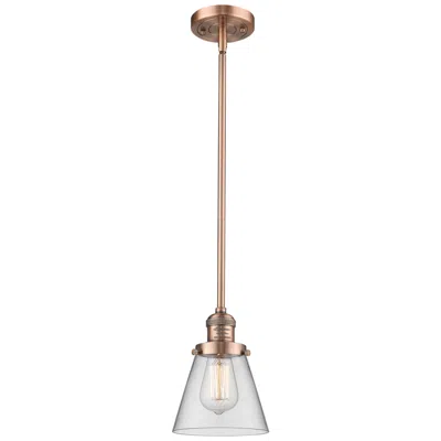Innovations Lighting Franklin Restoration Cone 6" Copper Stemmed Mini Pendant W/ Clear Shad