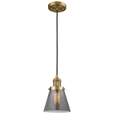 Innovations Lighting Franklin Restoration Cone 6" Led Mini Pendant - Brass - Plated Smoke