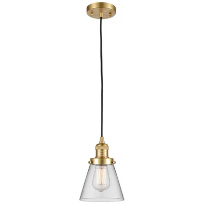 Innovations Lighting Franklin Restoration Cone 6" Led Mini Pendant - Satin Gold - Clear Sha