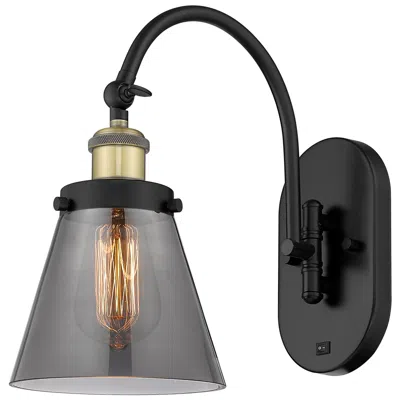Innovations Lighting Franklin Restoration Cone 6" Led Sconce - Black Brass - Plated Smoke S