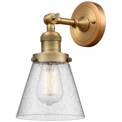 Innovations Lighting Franklin Restoration Cone 6" Led Sconce - Brass Finish - Seedy Shade