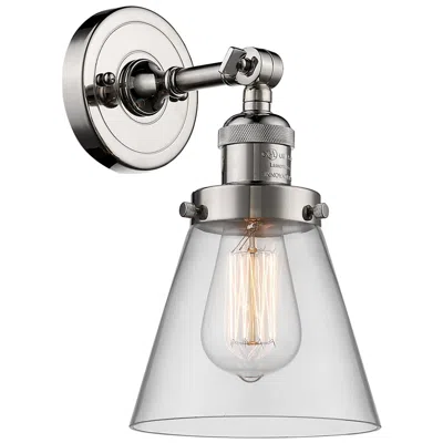 Innovations Lighting Franklin Restoration Cone 6" Led Sconce - Nickel Finish - Clear Shade