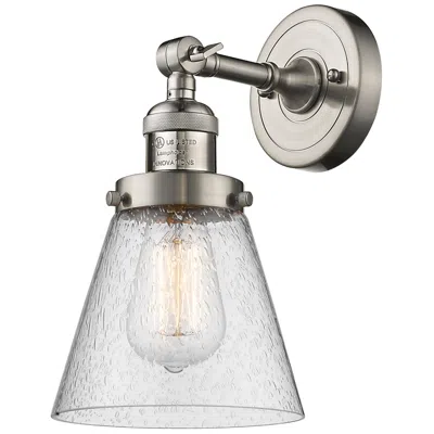 Innovations Lighting Franklin Restoration Cone 6" Led Sconce - Nickel Finish - Seedy Shade