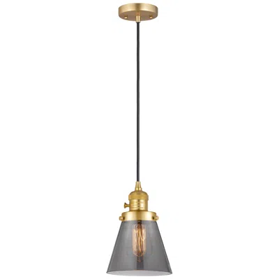Innovations Lighting Franklin Restoration Cone 6" Mini Pendant - Satin Gold - Plated Smoke Shade