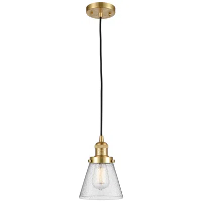 Innovations Lighting Franklin Restoration Cone 6" Satin Gold Corded Mini Pendant W/ Seedy S